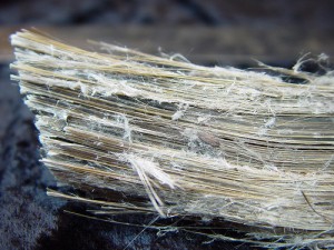bundles of brown asbestos fibres